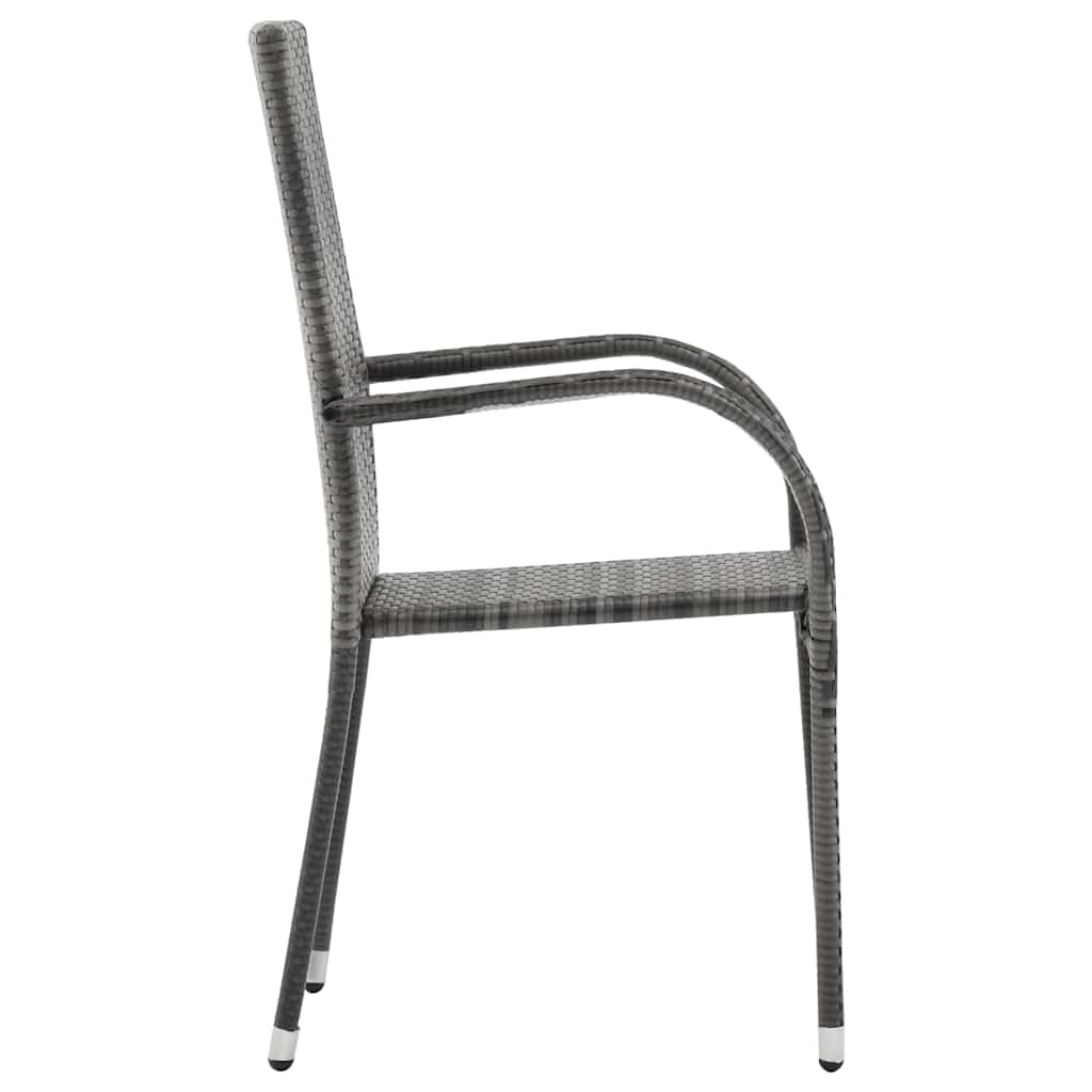 Grey Poly Rattan Stacking Outdoor Dining Chairs Set of 2 W7835