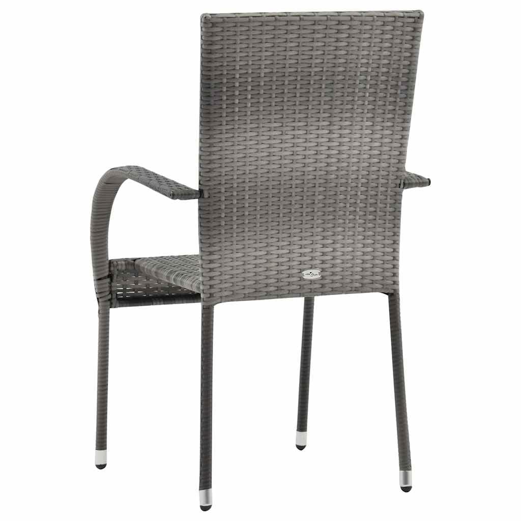 Grey Poly Rattan Stacking Outdoor Dining Chairs Set of 2 W7835