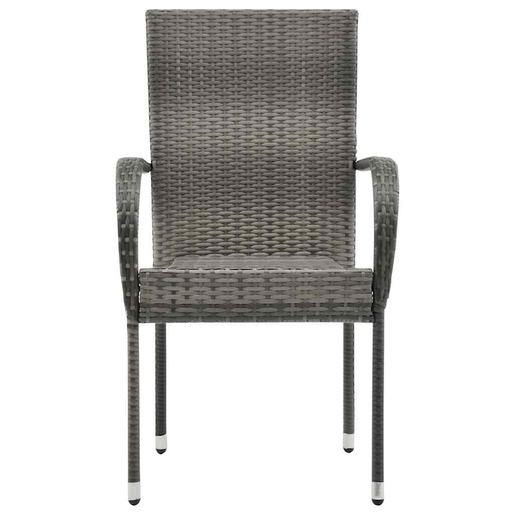 Grey Poly Rattan Stacking Outdoor Dining Chairs Set of 2 W7835