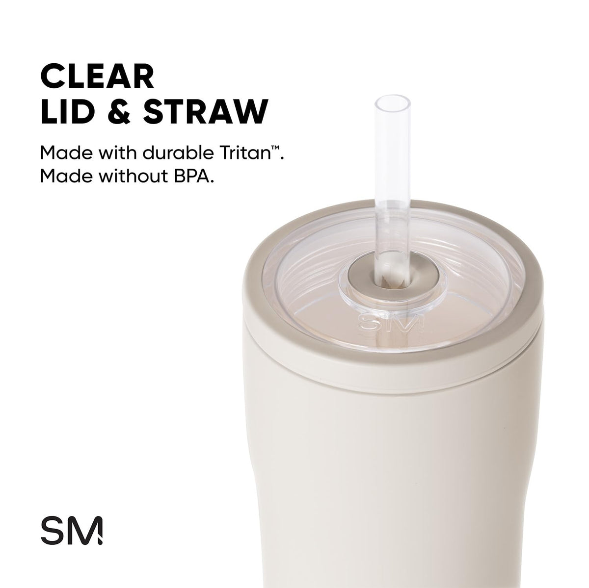 Glass Iced Coffee Cup with Straw Lid 20oz Beige V630311