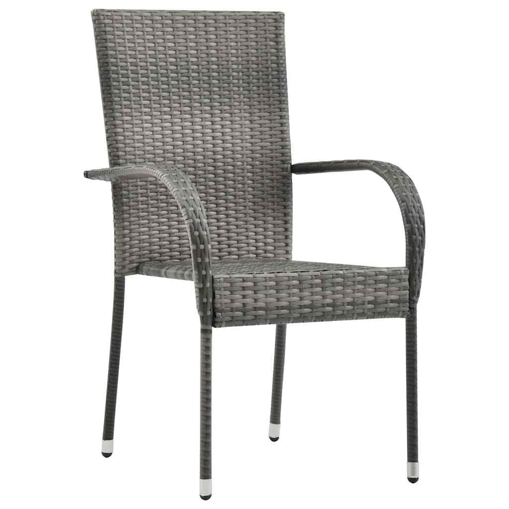 Grey Poly Rattan Stacking Outdoor Dining Chairs Set of 2 W7835