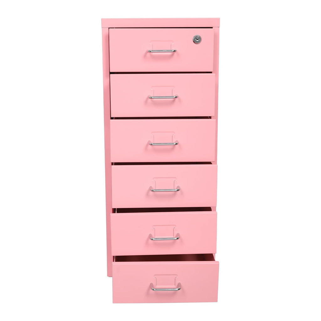 6 Drawer Lockable Metal Mobile File Cabinet with 4 Wheels O6431