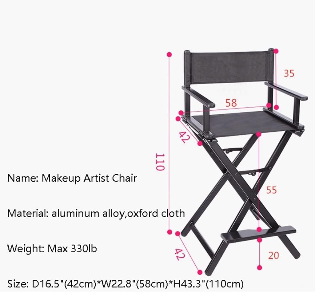 Professional Makeup Artist Director's Chair Aluminum Portable Folding Chair Gold Color (Black) Z224