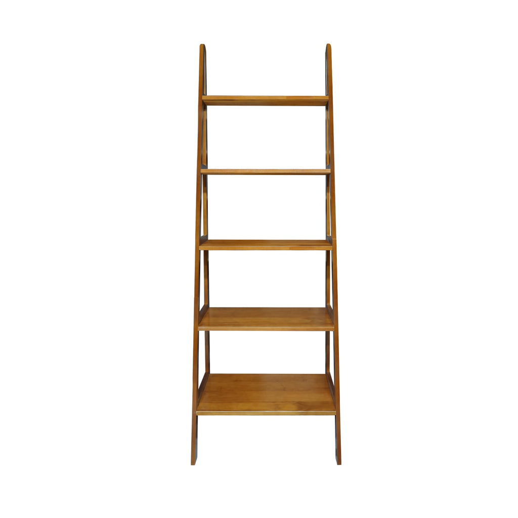 Solid Wood 5-Shelf Ladder Bookcase S419133