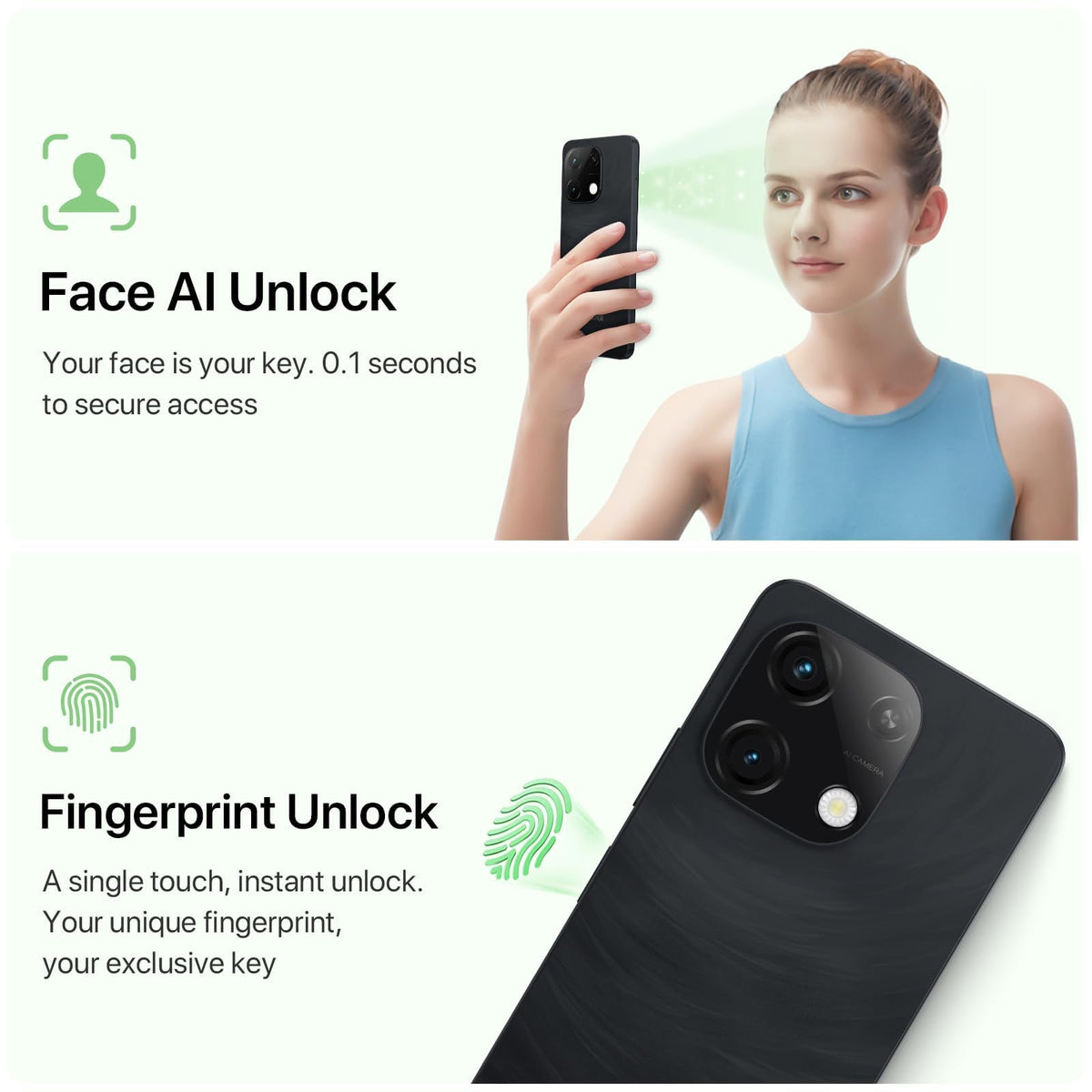 Unlocked Android 14 Smartphone 256GB Octa-Core 6.75" HD+ 5000mAh 4G Dual SIM R343