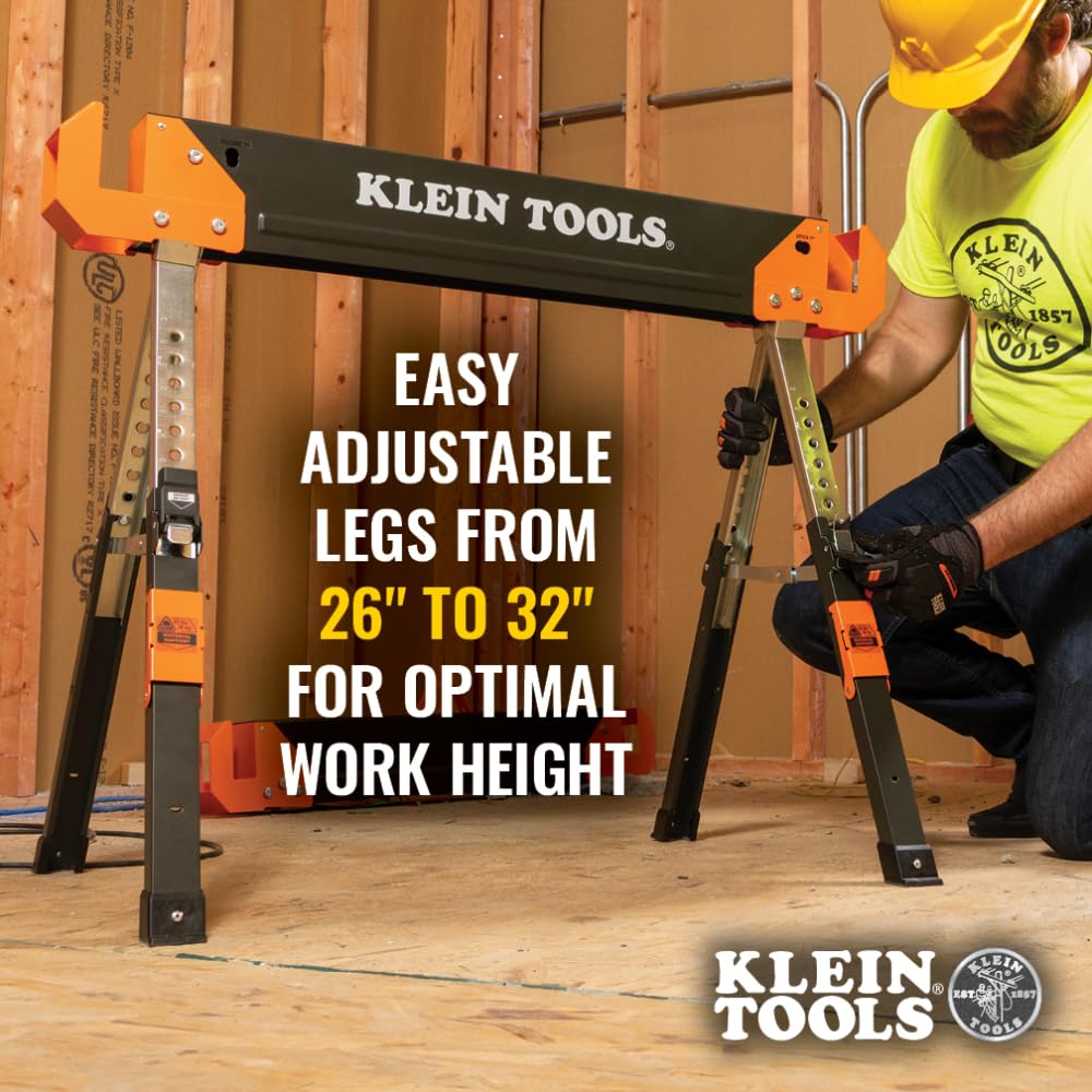 Folding Sawhorse 26-Inch to 32-Inch Adjustable Height 1-Pack Y755393