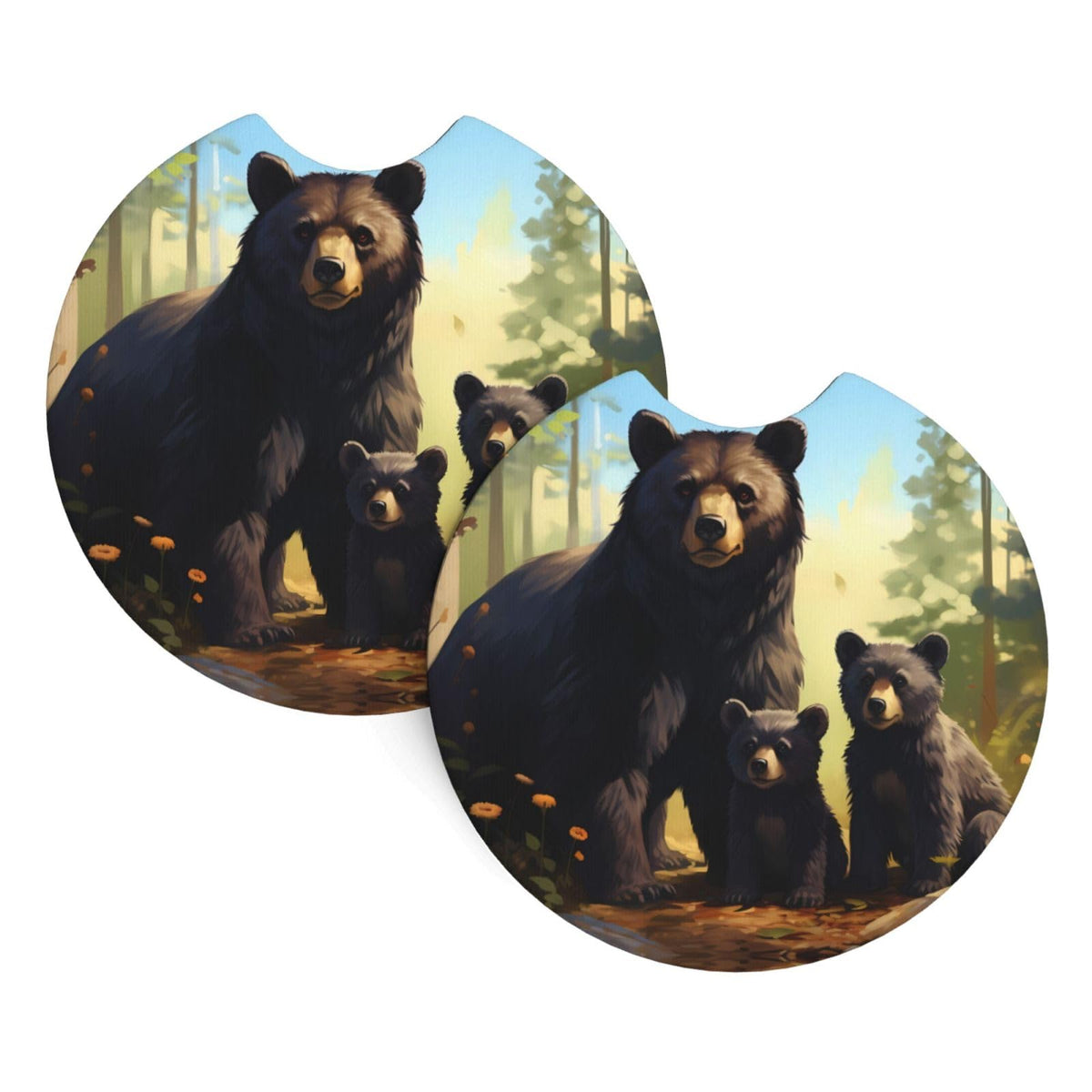 Set of 2 Black Bear Car Coasters J742796