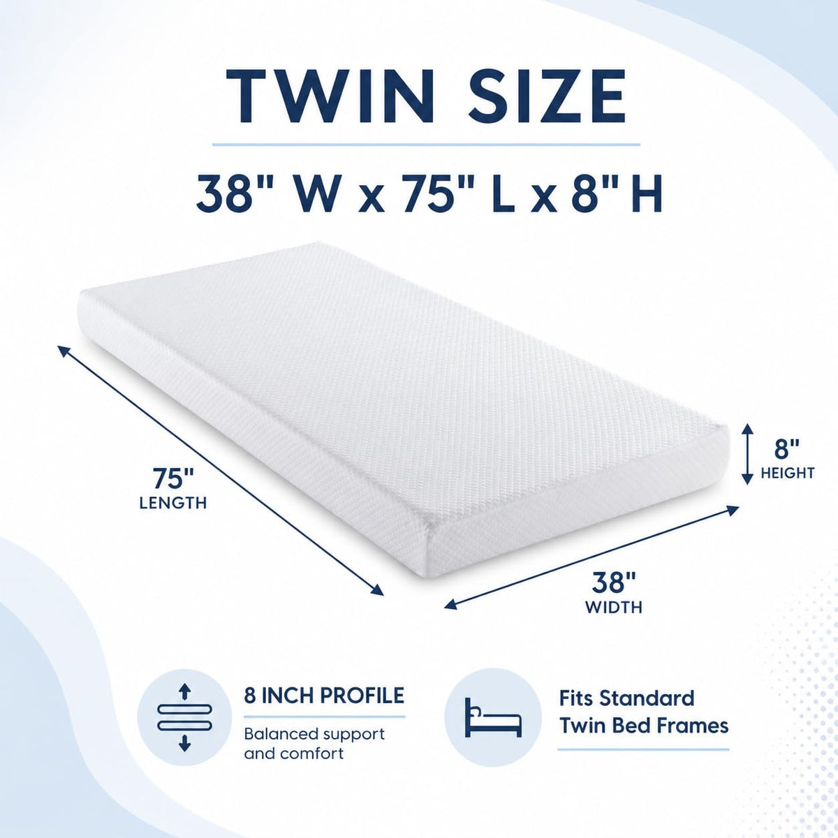 8 Inch Twin Memory Foam Mattress A894