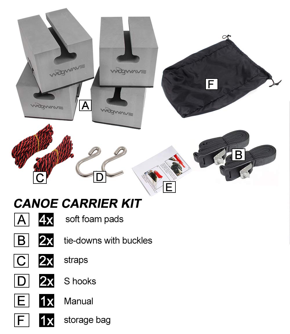 Universal Soft Standard Foam Block Canoe Carrier Kit with Tie-Downs V92544