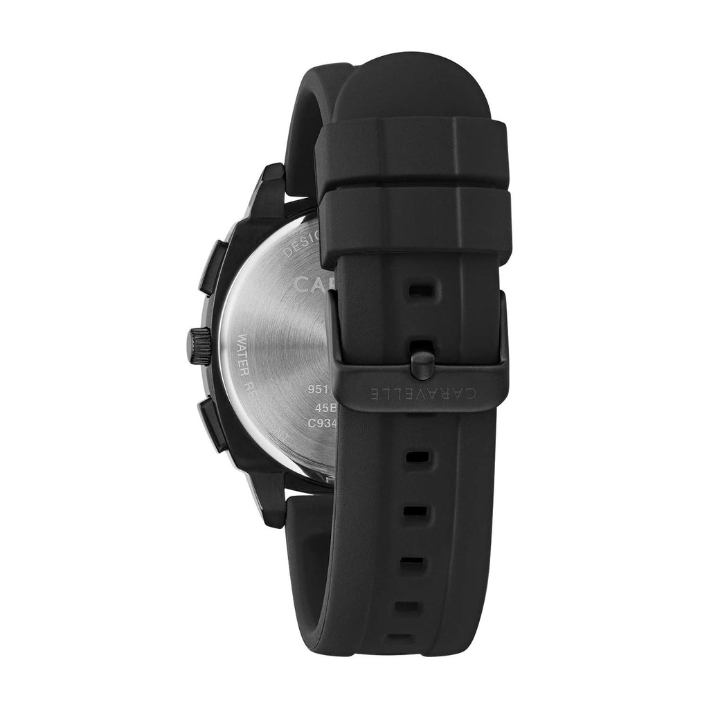 Sport Chronograph Mens Watch Stainless Steel Black Silicone Strap A108103