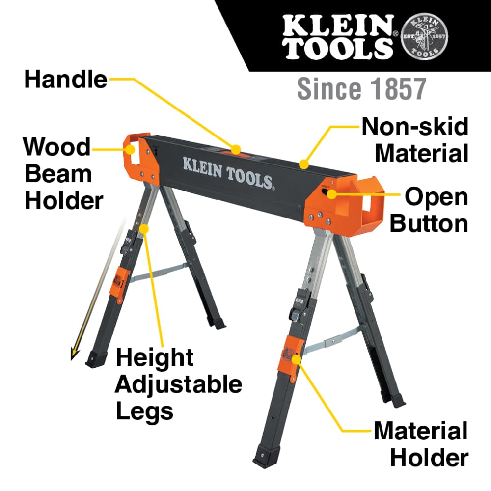 Folding Sawhorse 26-Inch to 32-Inch Adjustable Height 1-Pack Y755393