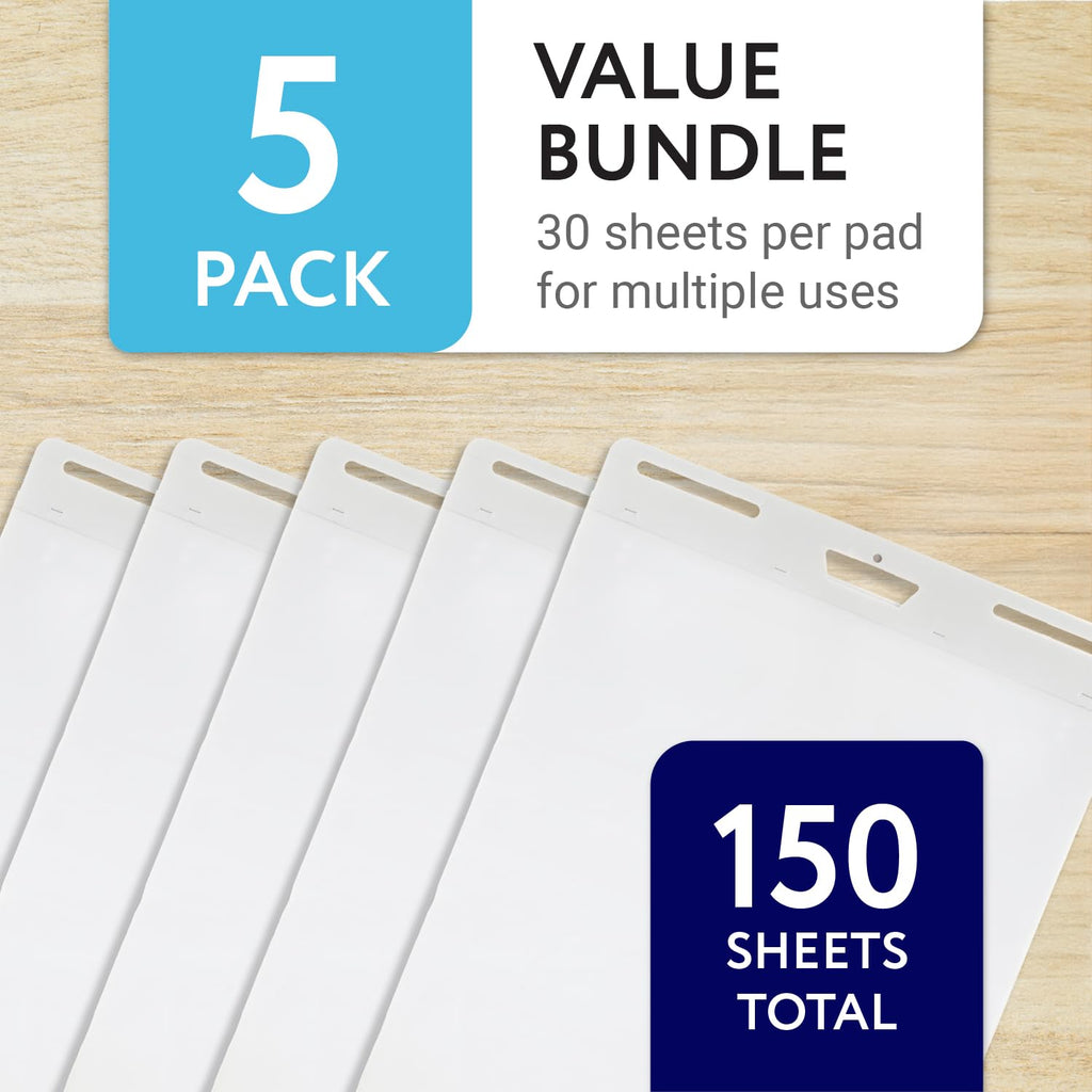 Sticky Easel Pads, White, 25 x 30 in, Pack of 5, 150 Sheets C16110