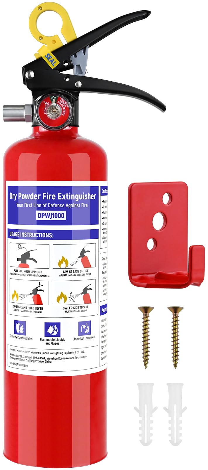 1 Pack 2.5 lb ABC Dry Chemical Fire Extinguisher with Bracket W434