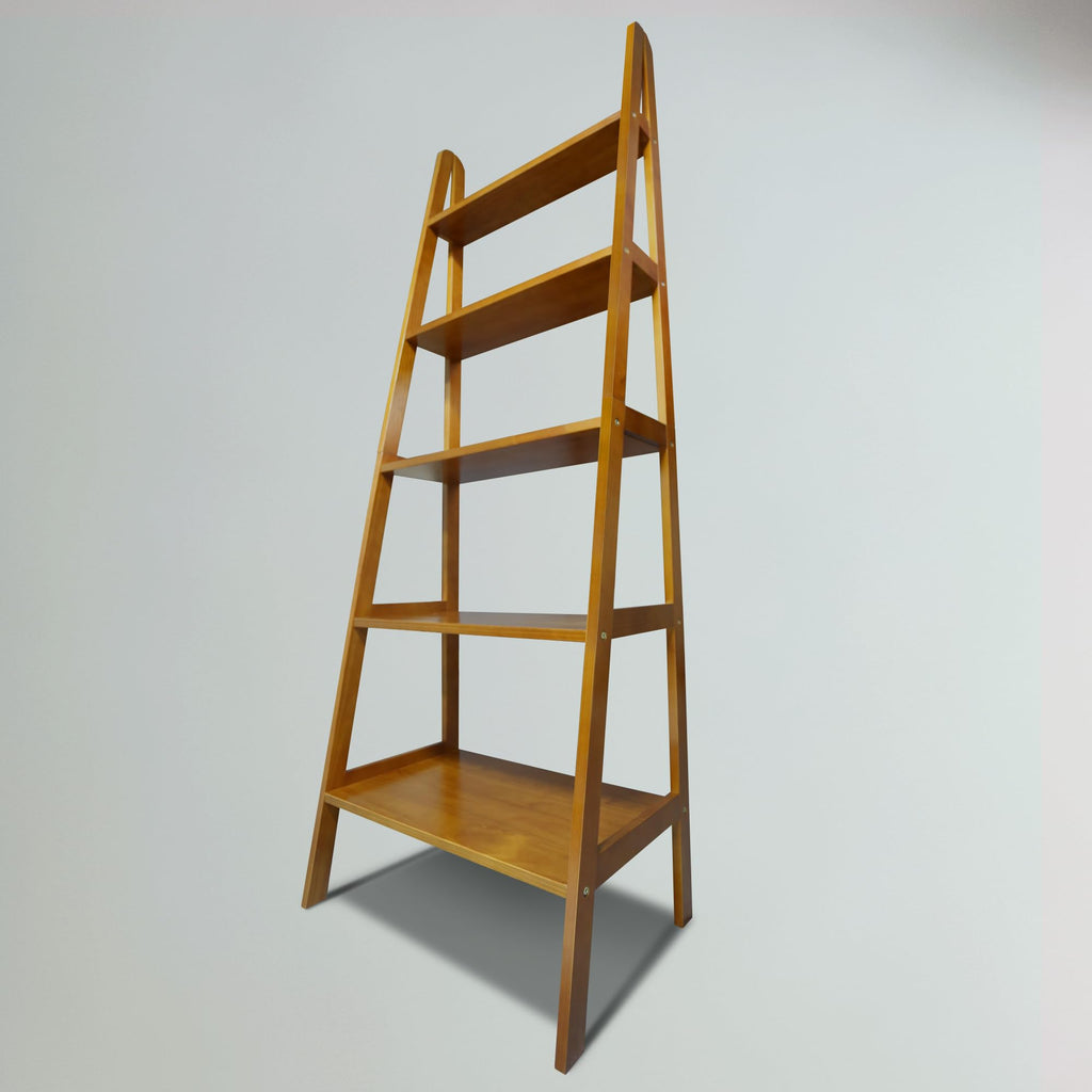 Solid Wood 5-Shelf Ladder Bookcase S419133