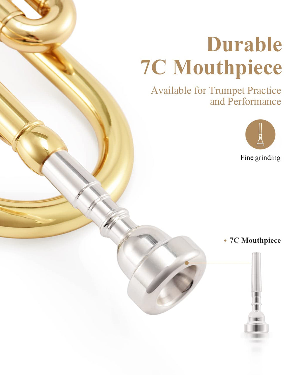 Bb Standard Trumpet Set with Hard Case and 7C Mouthpiece T1618