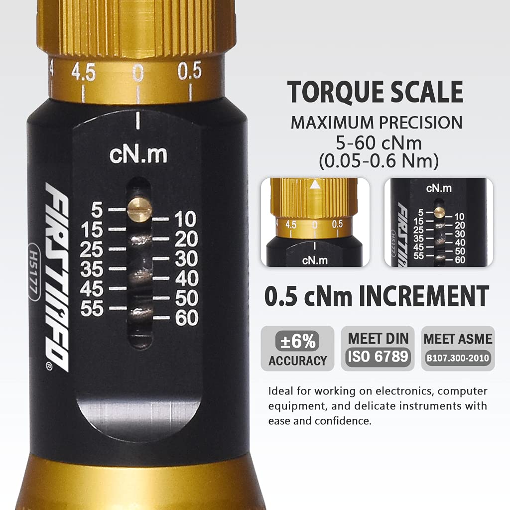 Certified Torque Limiting Screwdriver, 5-60 cNm, 1/4" Hex A917