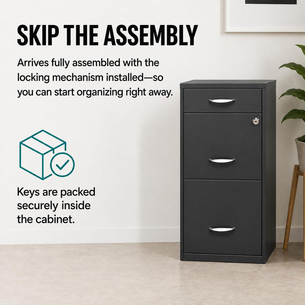 Charcoal Metal 3 Drawer Vertical Filing Cabinet V450933
