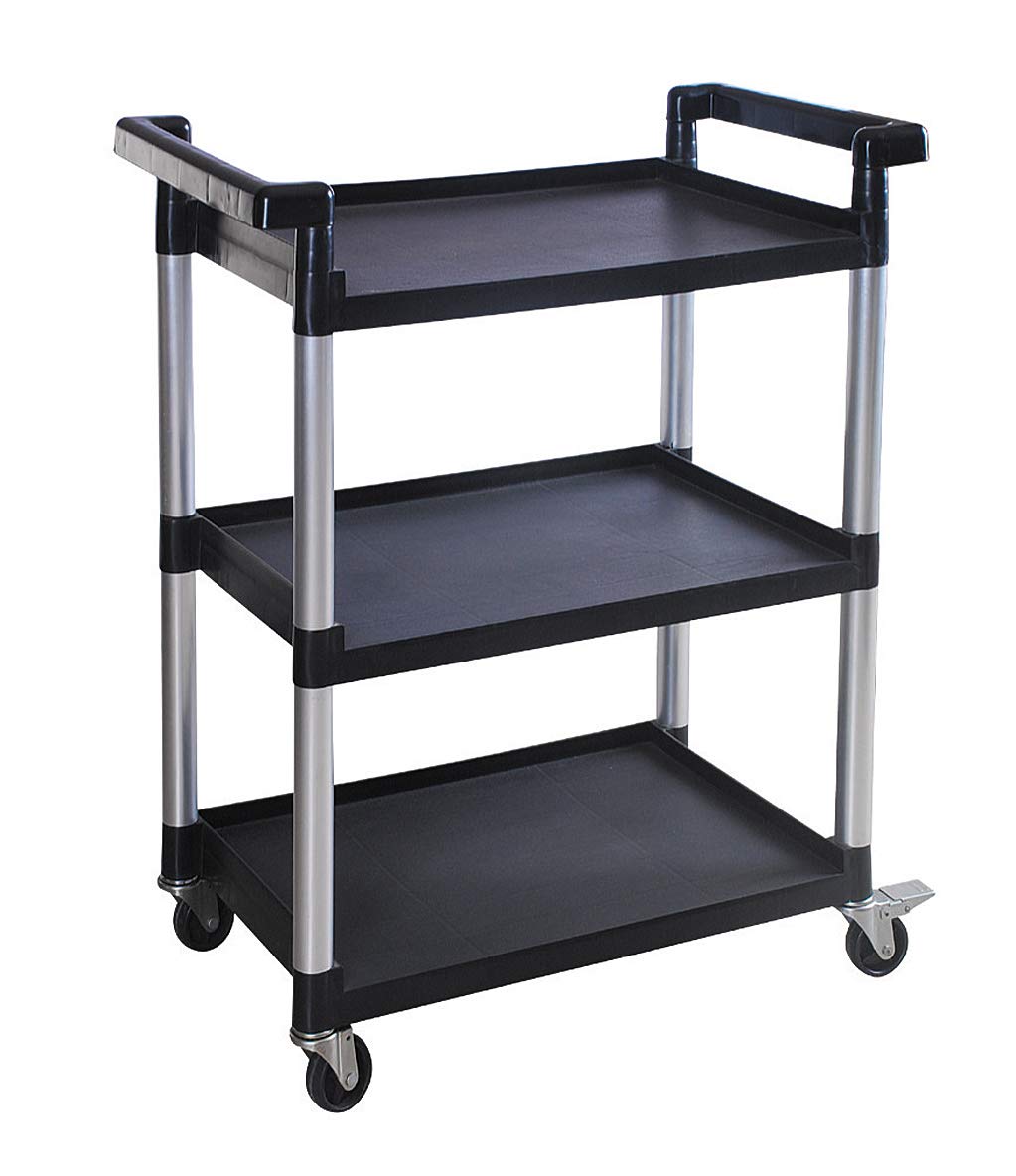 3-Shelf Plastic Utility Cart with Wheels, Black A8148