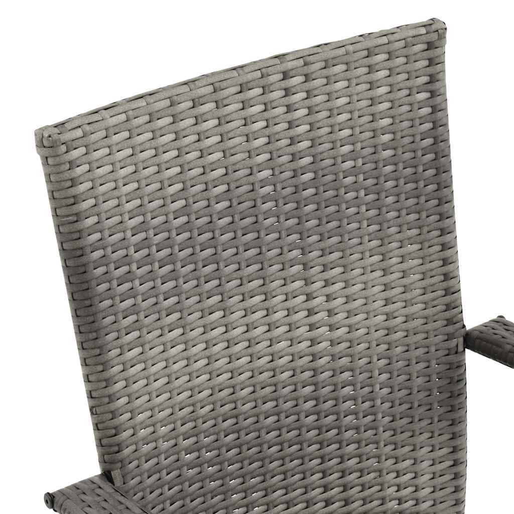 Grey Poly Rattan Stacking Outdoor Dining Chairs Set of 2 W7835