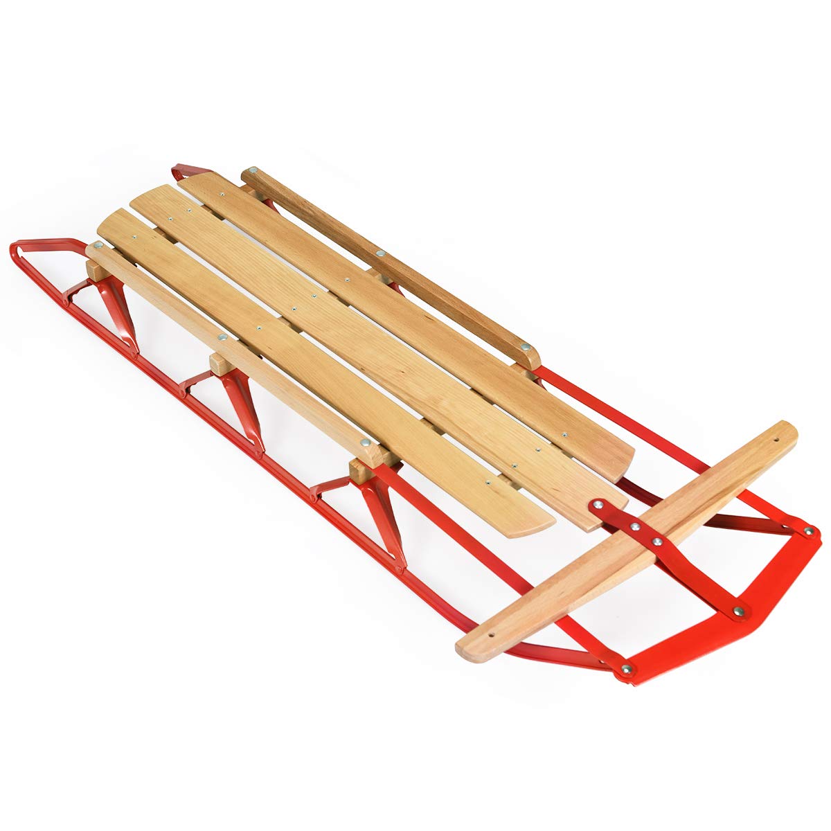 Wood Sled with Metal Runners and Steering Bar R44218