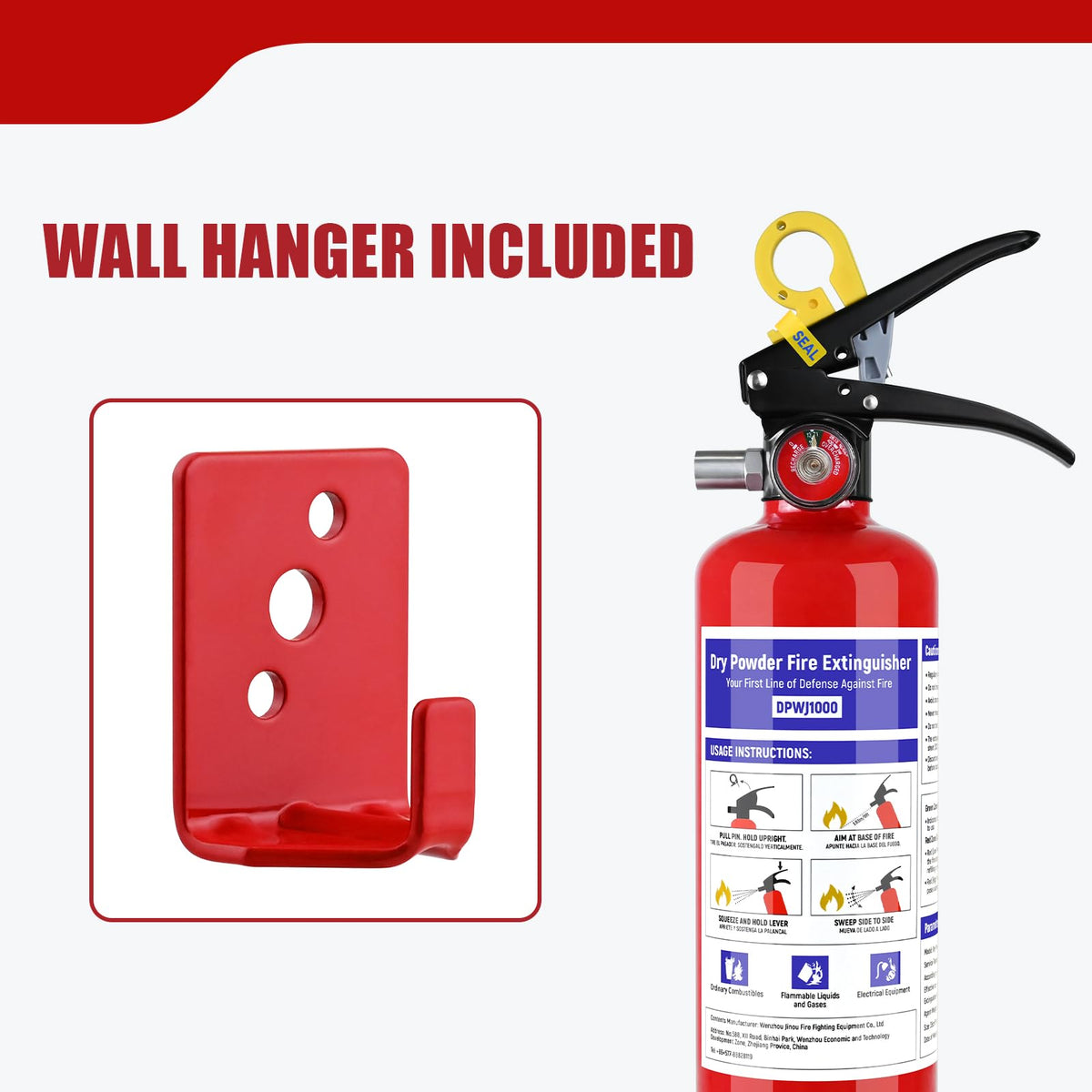 1 Pack 2.5 lb ABC Dry Chemical Fire Extinguisher with Bracket W434