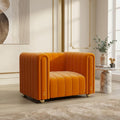 40" Orange Velvet Accent Chair with Gold Metal Legs K2054