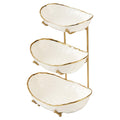 White 3 Tier Ceramic Fruit Bowl with Metal Stand C88041
