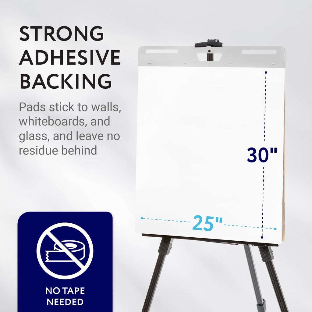 Sticky Easel Pads, White, 25 x 30 in, Pack of 5, 150 Sheets C16110