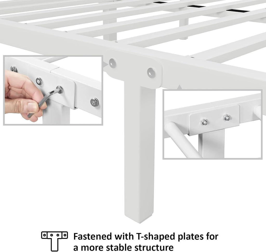 White Twin Metal Bed Frame with Headboard and Footboard F295958