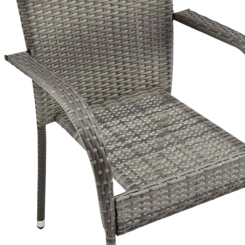 Grey Poly Rattan Stacking Outdoor Dining Chairs Set of 2 W7835