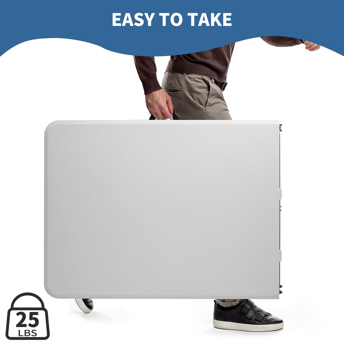 6 ft Plastic Folding Table with Carry Handle W577270