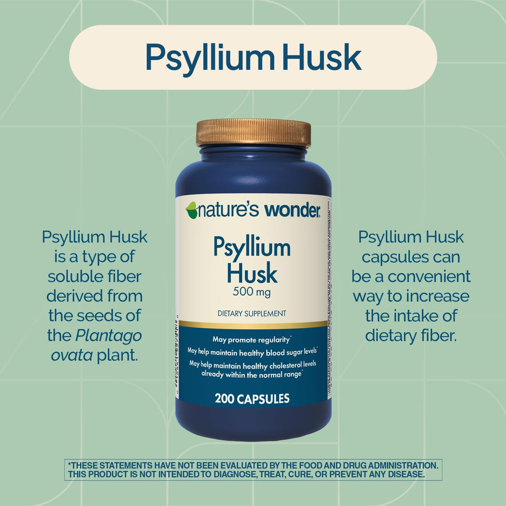 Psyllium Husk 500 mg Capsules 200 Count F4693