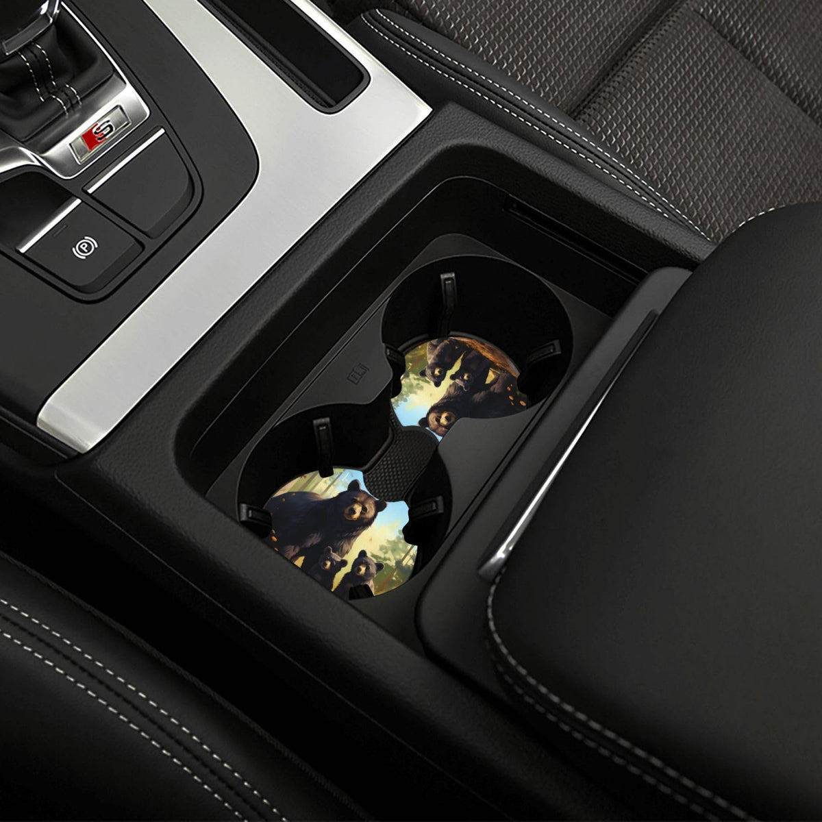 Set of 2 Black Bear Car Coasters J742796
