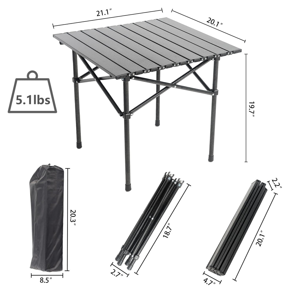 Portable Aluminum Folding Camping Table with Carry Bag B522