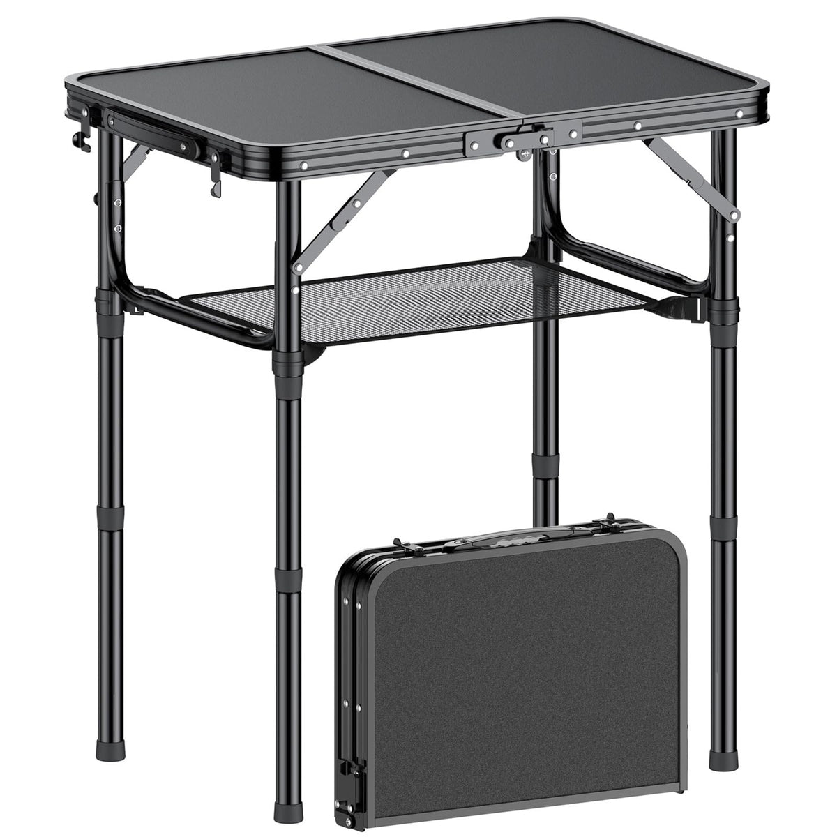 2 FT Folding Camping Table with 3 Adjustable Height Z95340