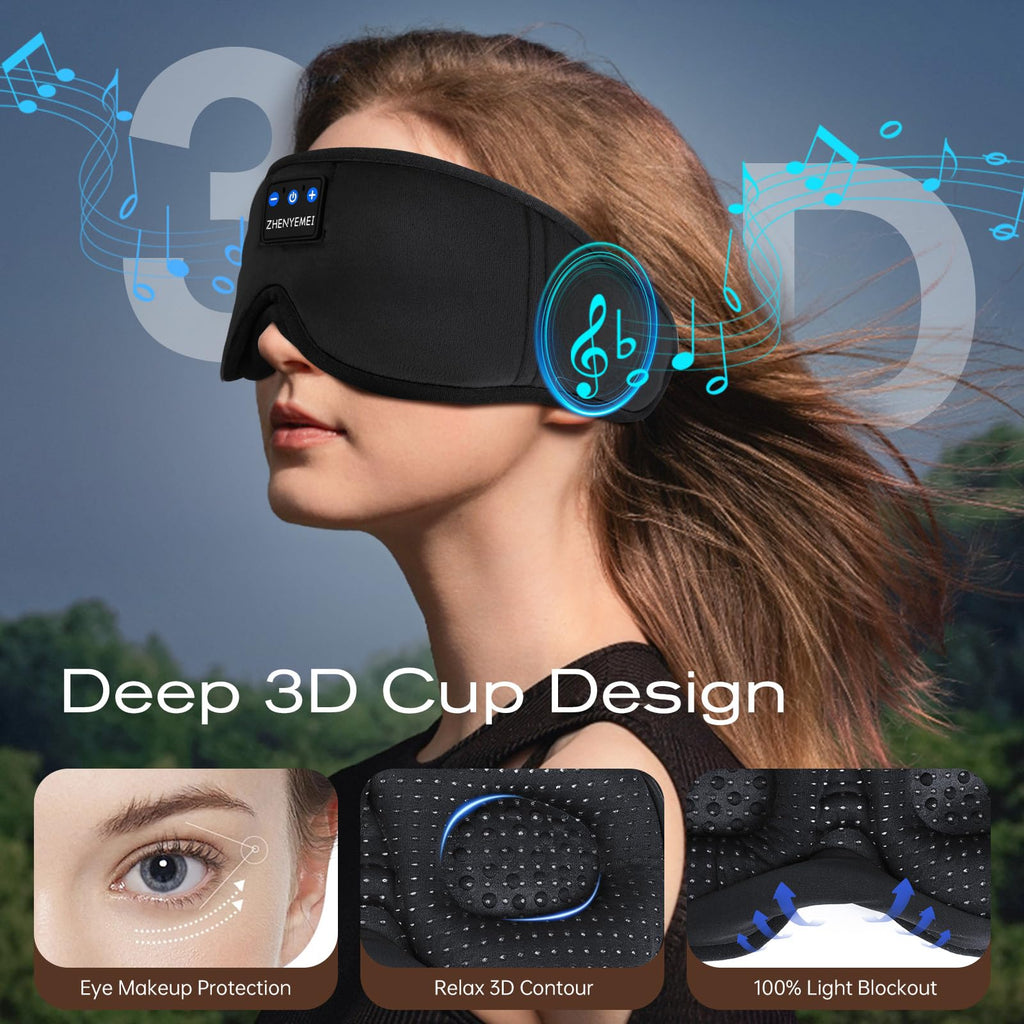 Black Bluetooth Sleep Mask with Headphones A332