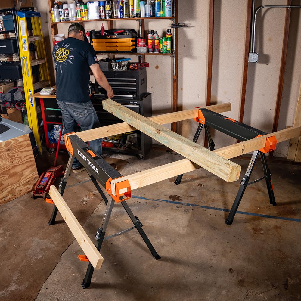 Folding Sawhorse 26-Inch to 32-Inch Adjustable Height 1-Pack Y755393