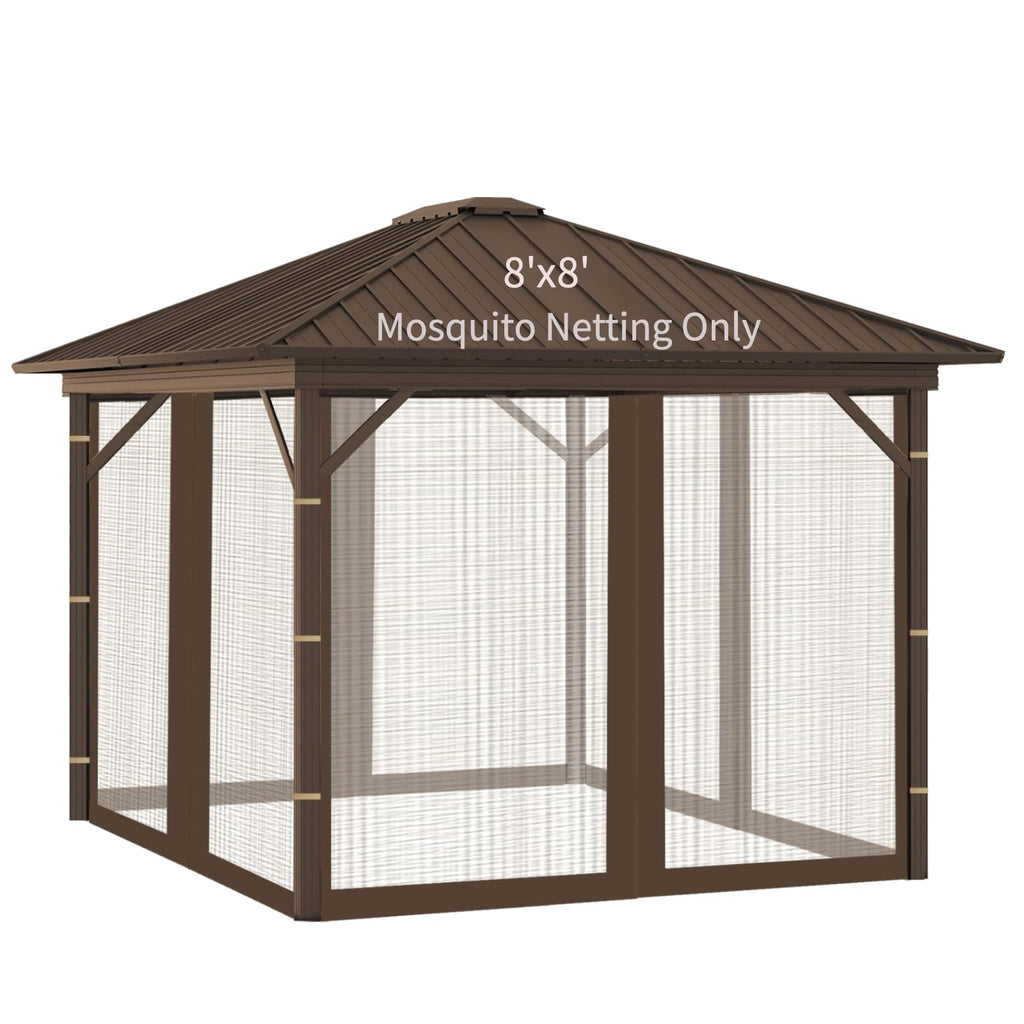 Replacement Gazebo Mosquito Netting 8x8x7 FT Brown J94586