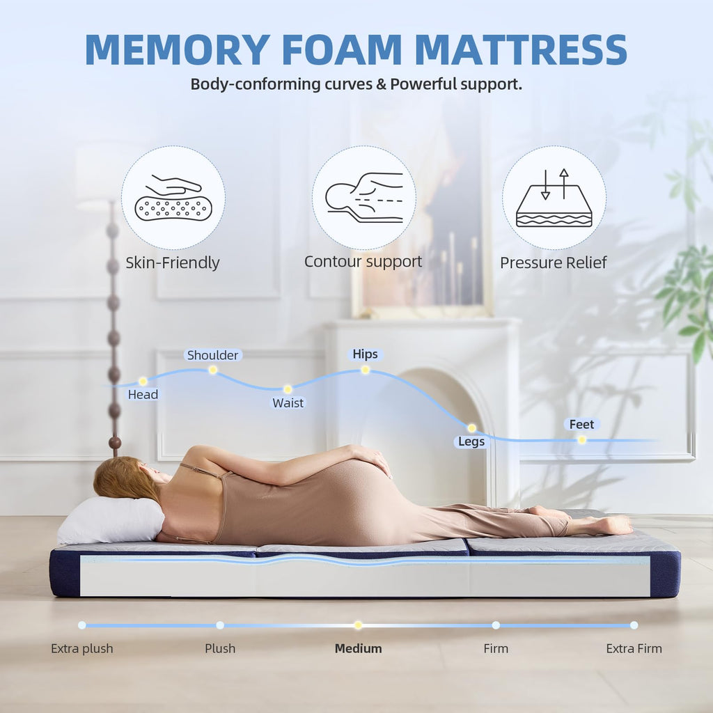 6 Inch Cooling Memory Foam Foldable Mattress Twin Size Y5804