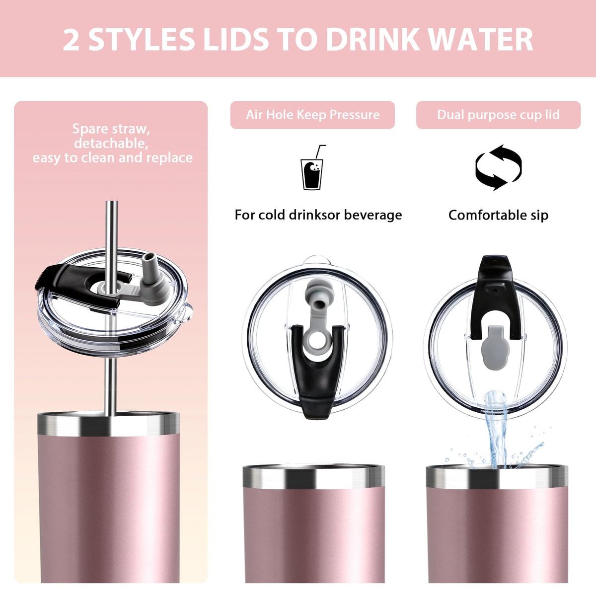 20 oz Insulated Tumbler with Straw Lid A882360