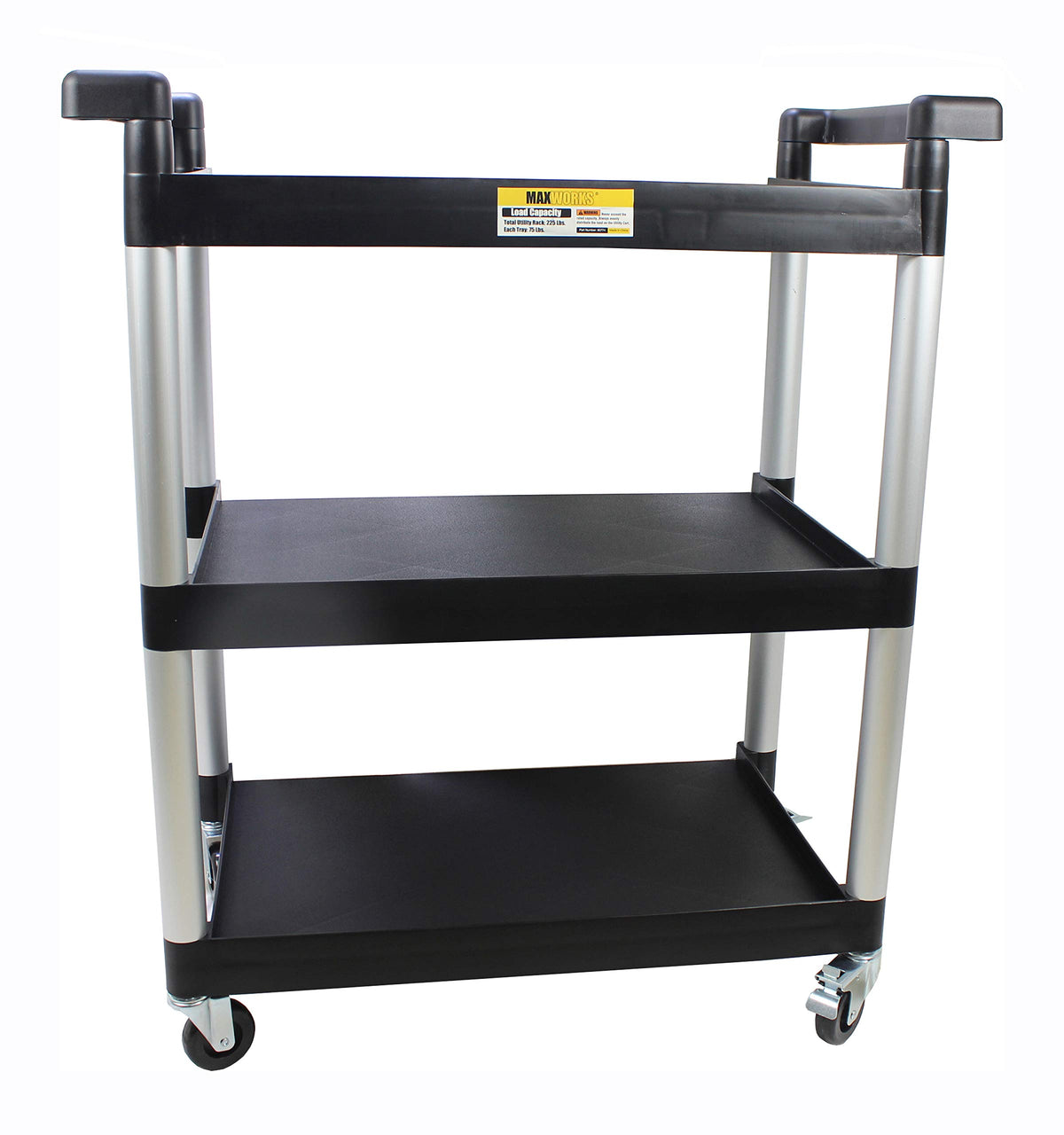 3-Shelf Plastic Utility Cart with Wheels, Black A8148