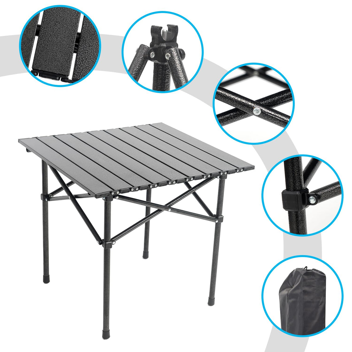 Portable Aluminum Folding Camping Table with Carry Bag B522