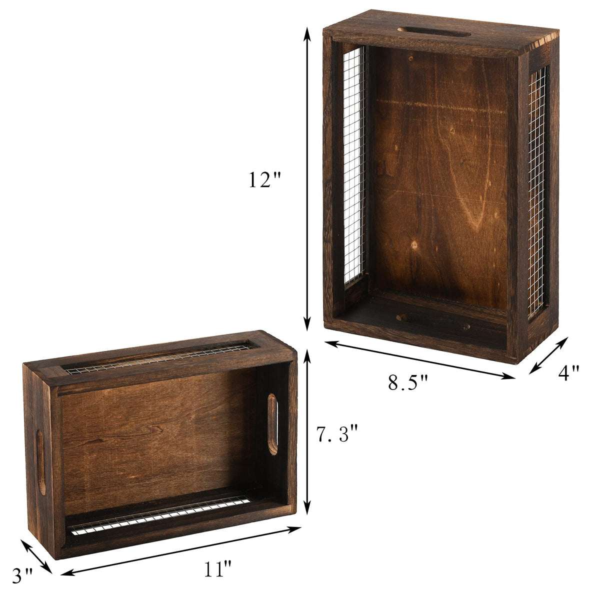 Set of 2 Rustic Wooden Nesting Boxes with Handle O675