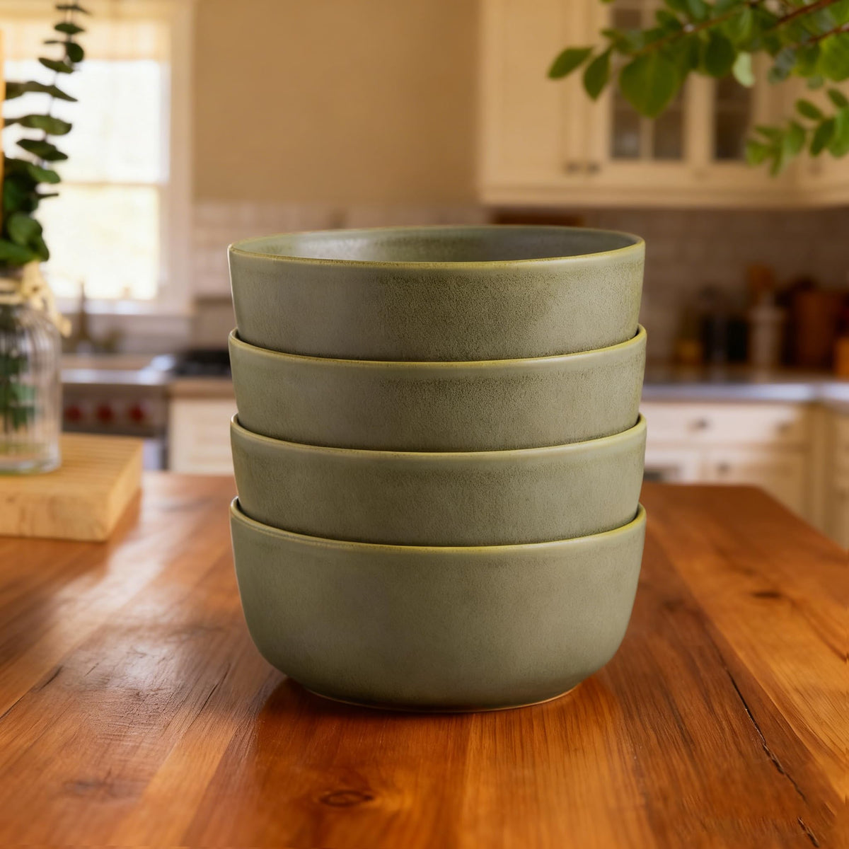 Stoneware Cereal Bowls Set of 4, 26oz Ceramic Bowls I26316