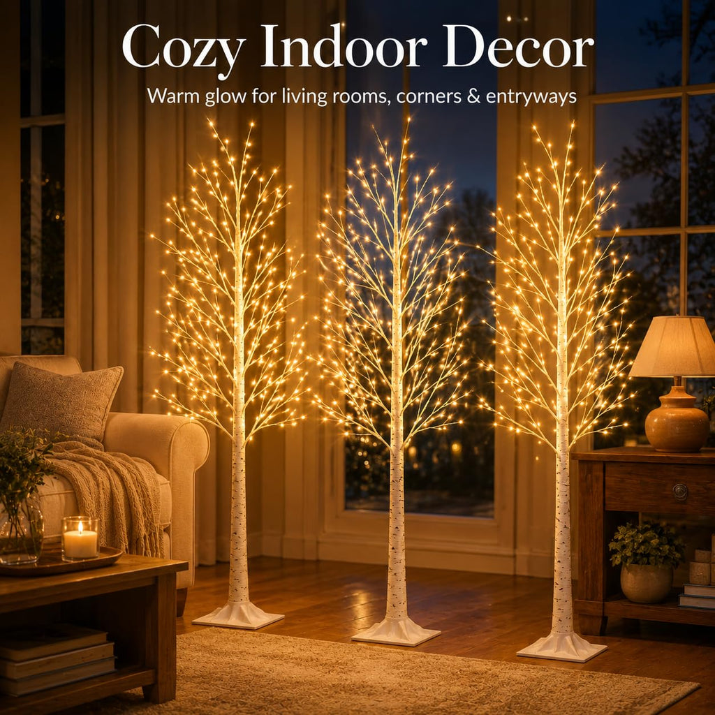 4FT 64 LEDs Birch Tree with Lights I69172