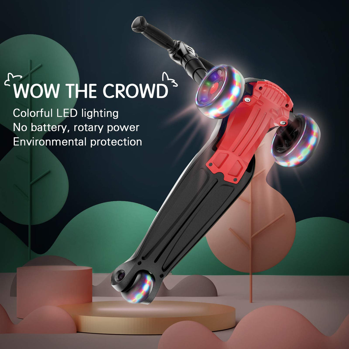 3 Wheels Scooter with Adjustable Height & LED Light J29186
