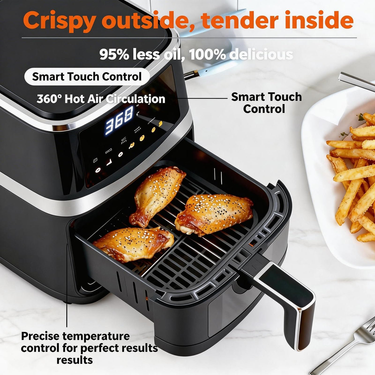 6 QT Family Size Air Fryer with Visible Cooking Window K411913