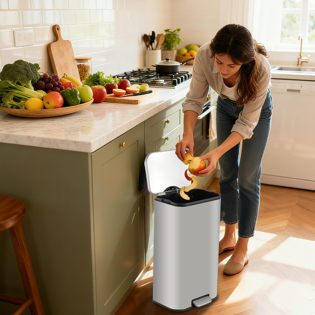 13.2 gal Stainless Steel Step Trash Can A350431