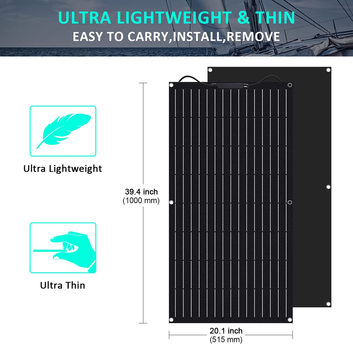 300 Watts 12 Volts ETFE Flexible Monocrystalline Solar Panels with 30A MPPT Charge Controller N898208