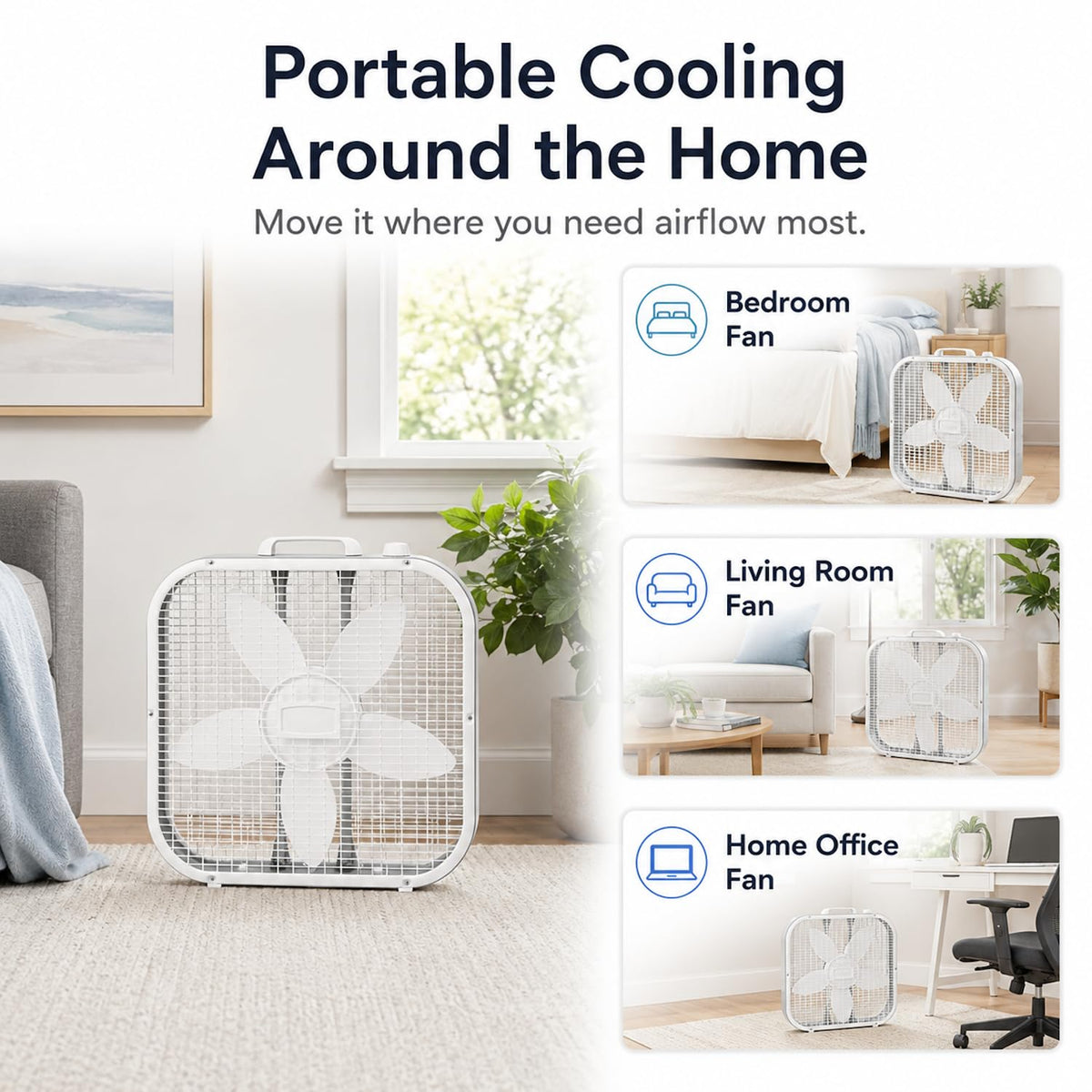 20 Inch 3 Speeds Box Fan W55178